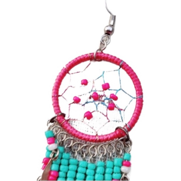 Vintage Boho Native Style Dreamcatcher Dangle Earrings - Picture 3 of 6